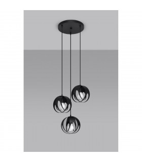 Tulos Cluster Pendant Ceiling Light Black 3x E27-2
