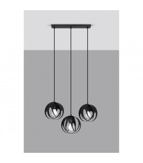 Tulos Bar Pendant Ceiling Light Black 3x E27-2