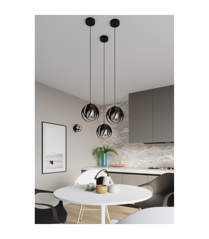 Tulos Bar Pendant Ceiling Light Black 3x E27-5