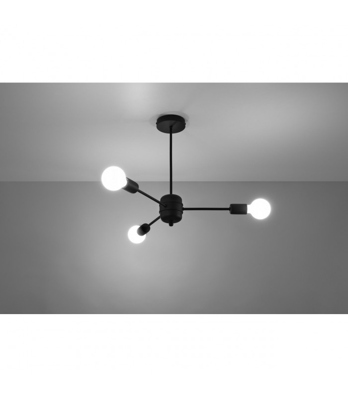 Lango Multi Arm Semi Flush Ceiling light Black 3x E27-3