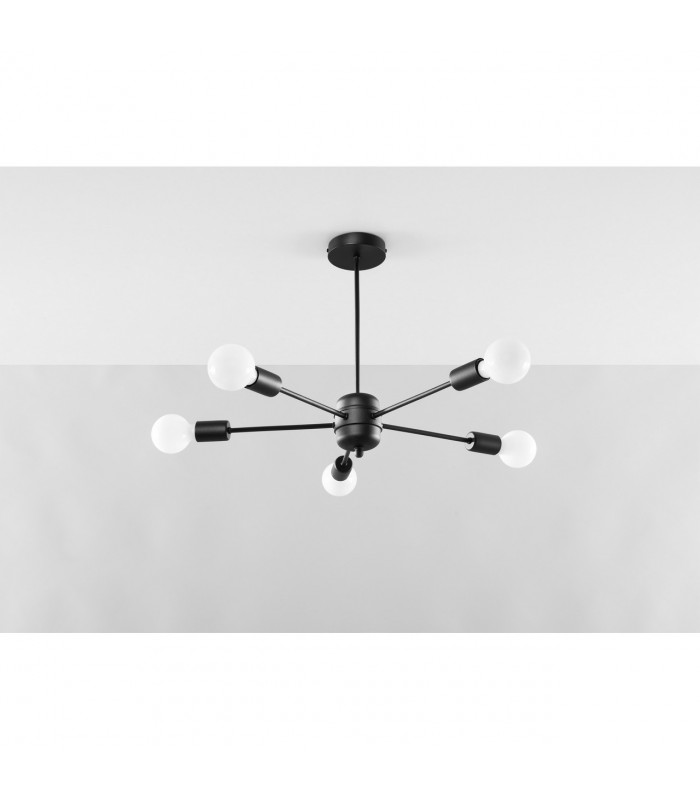 Lango Multi Arm Semi Flush Ceiling light Black 5x E27-2