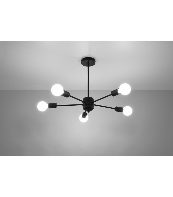Lango Multi Arm Semi Flush Ceiling light Black 5x E27-3