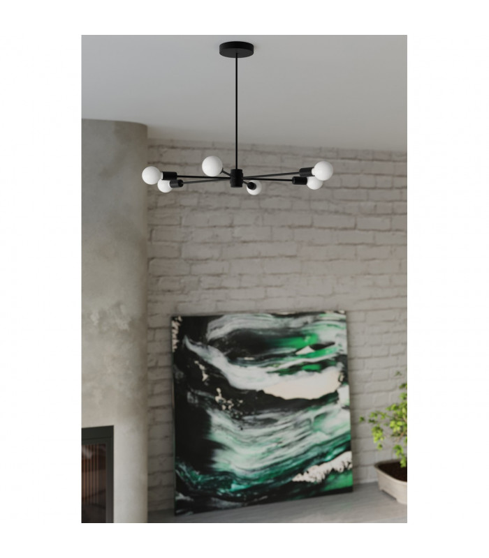 Lango Multi Arm Semi Flush Ceiling light Black 5x E27-7