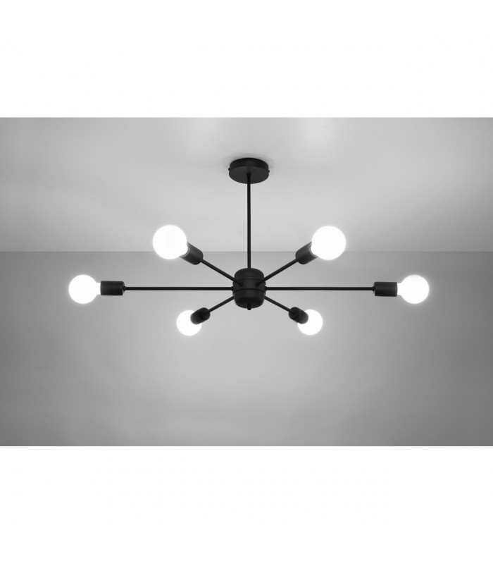 Lango Multi Arm Semi Flush Ceiling light Black 6x E27-3