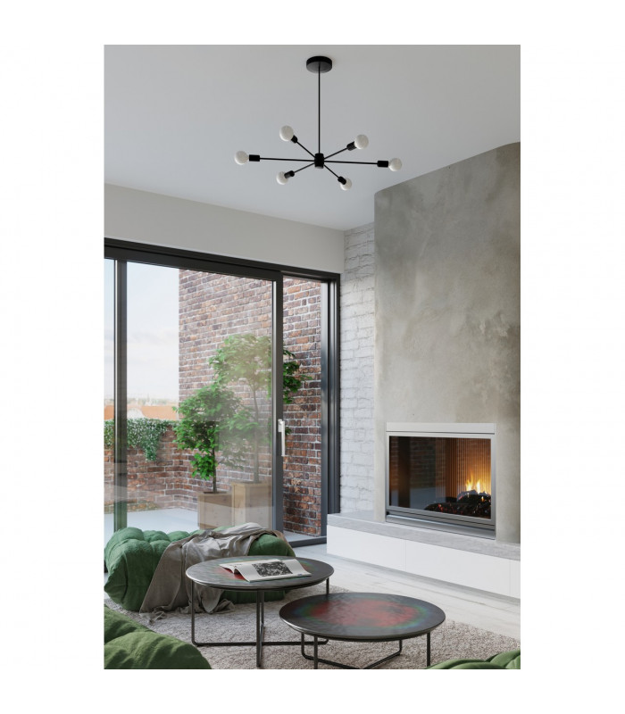 Lango Multi Arm Semi Flush Ceiling light Black 6x E27-5