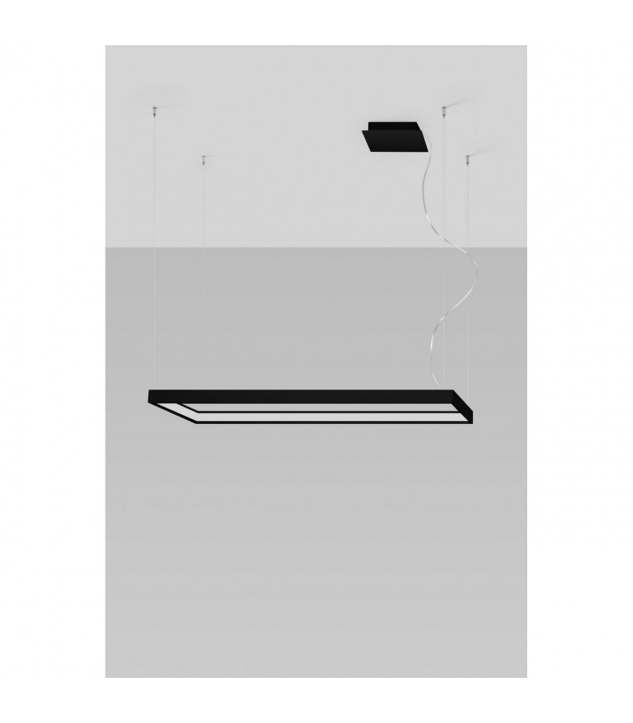 Tuula Integrated LED Rectangle Pendant Ceiling Light, Black, 3000K, 5757lm