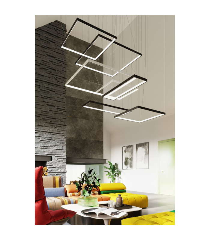 Tuula Integrated LED Rectangle Pendant Ceiling Light, Black, 3000K, 5757lm