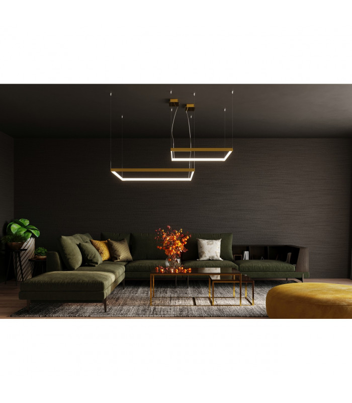 Tuula Integrated LED Rectangle Pendant Ceiling Light Gold 3000K 5757lm-8