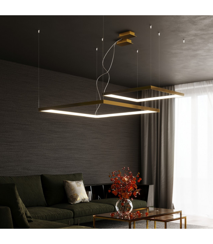 Tuula Integrated LED Rectangle Pendant Ceiling Light Gold 4000K 5757lm-10