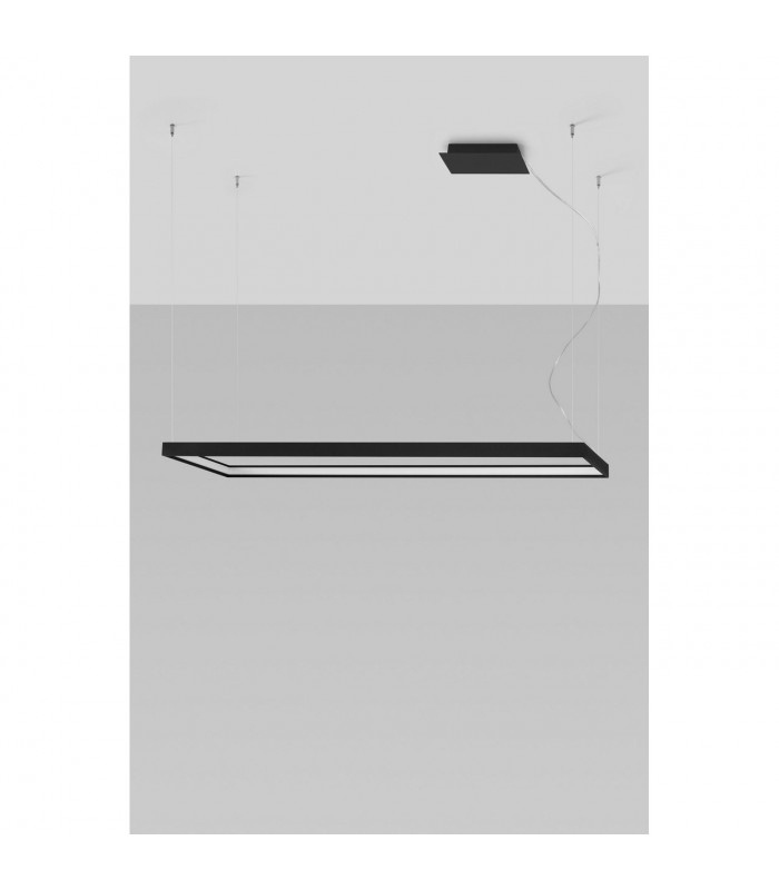 Tuula Integrated LED Rectangle Pendant Ceiling Light, Black, 3000K, 5751lm