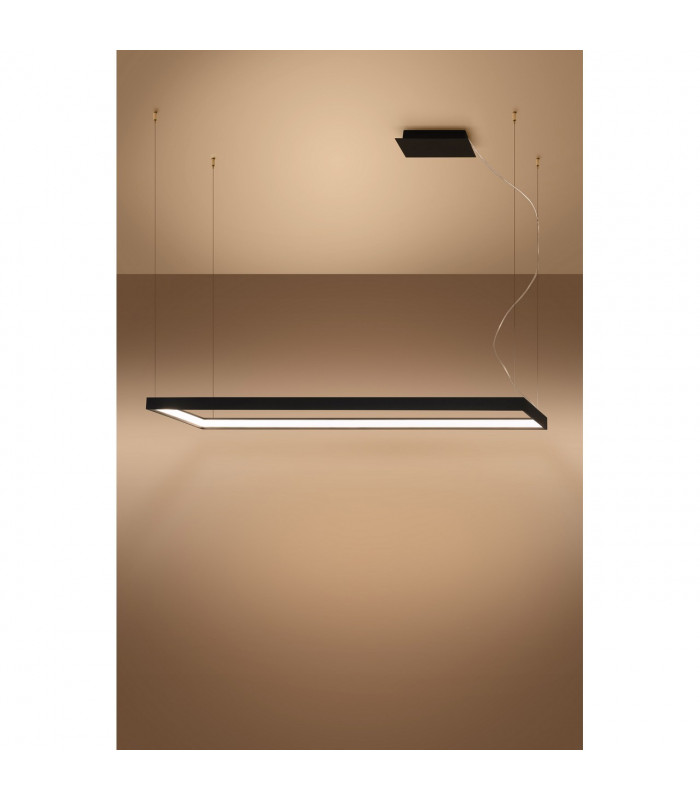 Tuula Integrated LED Rectangle Pendant Ceiling Light, Black, 3000K, 5751lm