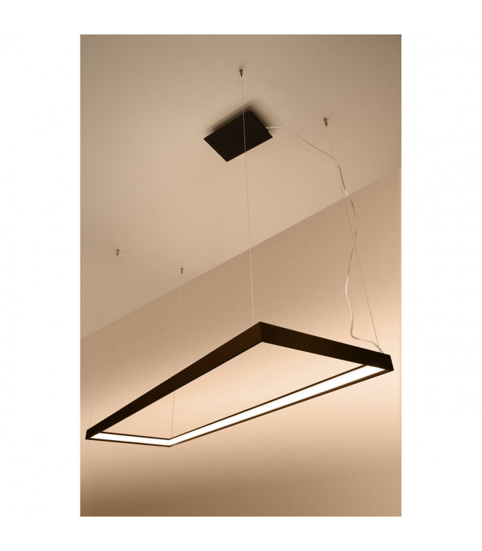 Tuula Integrated LED Rectangle Pendant Ceiling Light, Black, 3000K, 5751lm