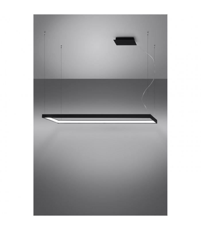 Tuula Integrated LED Rectangle Pendant Ceiling Light, Black, 4000K, 8096lm