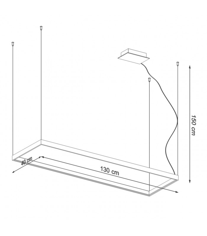 Tuula Integrated LED Rectangle Pendant Ceiling Light, Black, 4000K, 8096lm