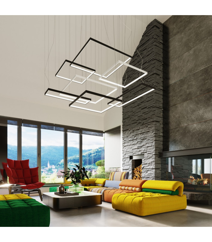 Tuula Integrated LED Rectangle Pendant Ceiling Light, Black, 4000K, 8096lm
