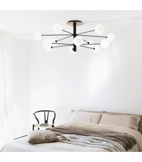 Cosmopolitan 12 Arm Multi Arm Semi Flush Ceiling Light Black-2