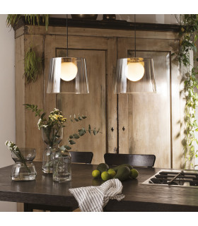 Fade Dome Pendant Ceiling Light Glass Chrome Shade-2
