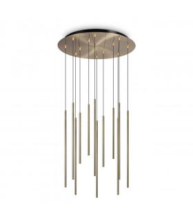 Filo Decorative 12 Drop Cluster Pendant Ceiling Light Brass 3000K-1