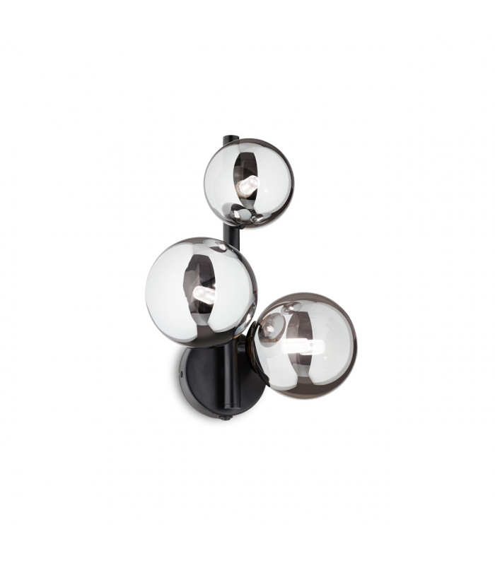 Perlage 3 Globe Light Wall Lamp Black-1