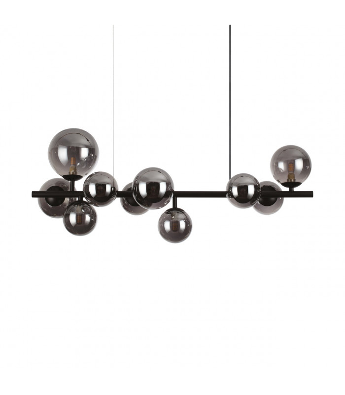Perlage 10 Light Linear Globe Pendant Ceiling Light Black