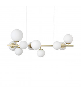 Perlage 10 Light Linear Globe Pendant Ceiling Light Brass