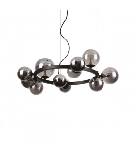 Perlage 11 Light Round Globe Pendant Ceiling Light Black