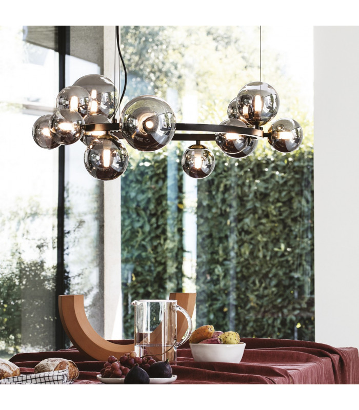 Perlage 14 Light Round Globe Pendant Ceiling Light Black-2