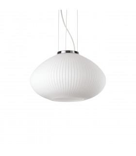 Plisse Globe Dome Pendant Ceiling Light Chrome 35cm