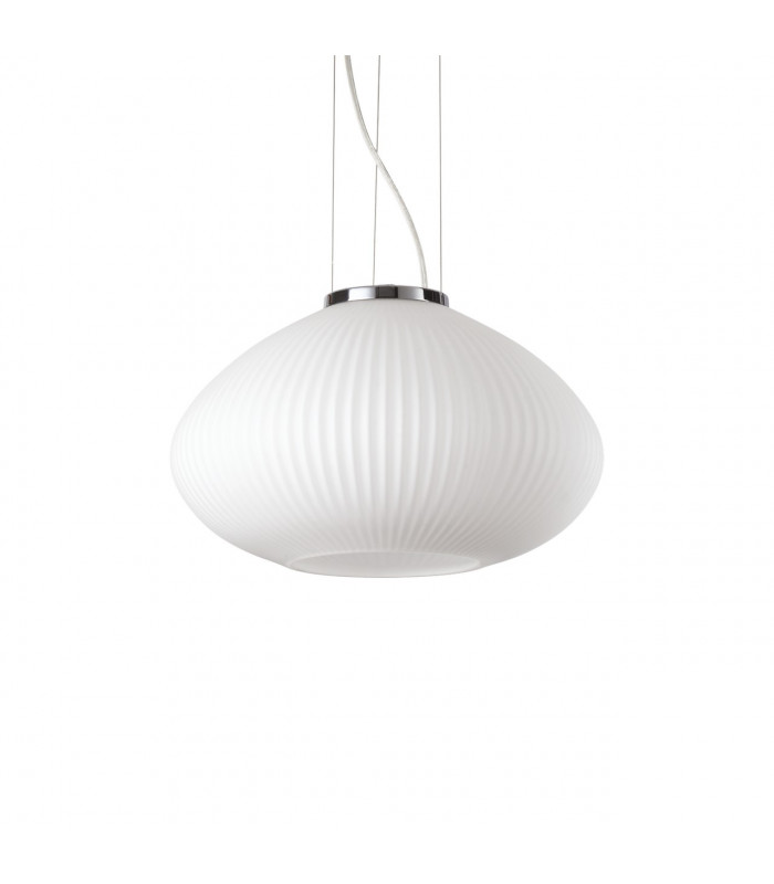 Plisse Globe Dome Pendant Ceiling Light Chrome 35cm