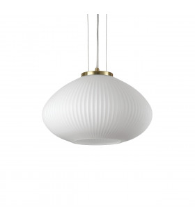 Plisse Globe Dome Pendant Ceiling Light Brass 35cm-1
