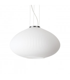Plisse Globe Dome Pendant Ceiling Light Chrome 45cm