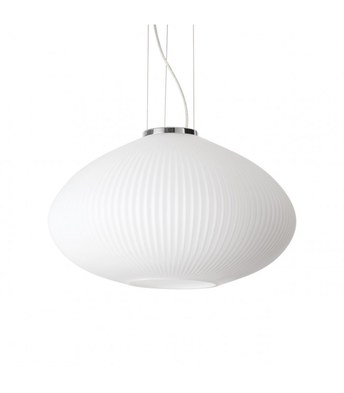 Plisse Globe Dome Pendant Ceiling Light Chrome 45cm