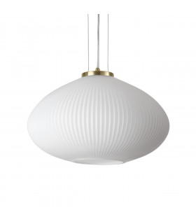 Plisse Globe Dome Pendant Ceiling Light Brass 45cm-1