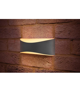 Outdoor Decorative Wall Light Wave IP65 310LM 7W 3000K Up/Down Light Dark Grey