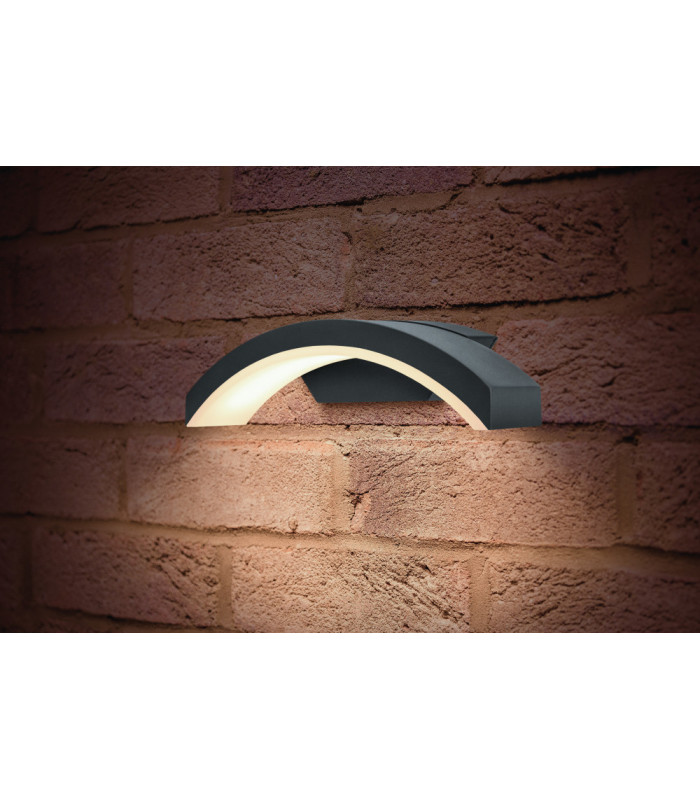 Outdoor Decorative Wall Light Curve IP54 380LM 7.5W 4000K Down Light Dark Grey