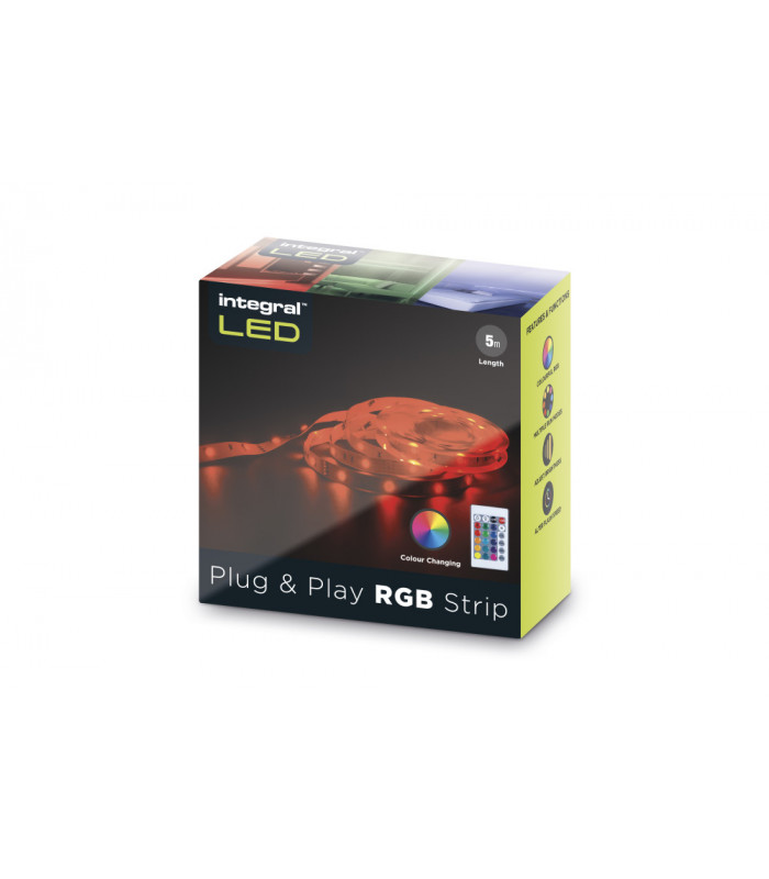 RGB Plug And Play LED Strip Kits IP20 5M 4.5W/M 30LED/M 10mm Width 120 Beam Bo x Pack With IR Controller UK Plug