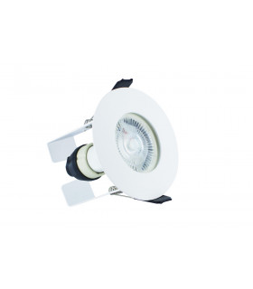 Evofire Fire Rated Downlight 70mm Cutout IP65 White Round + GU10 Holder & Insulation GUard