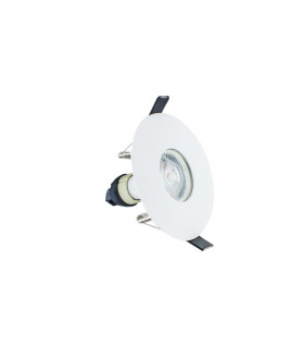 Evofire Fire Rated Downlight 70-100mm Cutout IP65 White Round + GU10 Holder