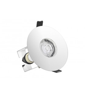 Evofire Fire Rated Downlight 70-100mm Cutout IP65 Polished Chrome Round + GU10 Holder & Insulation GUard