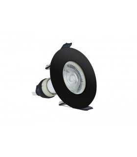 Evofire Fire Rated Downlight 70mm Cutout IP65 Black Round + GU10 Holder