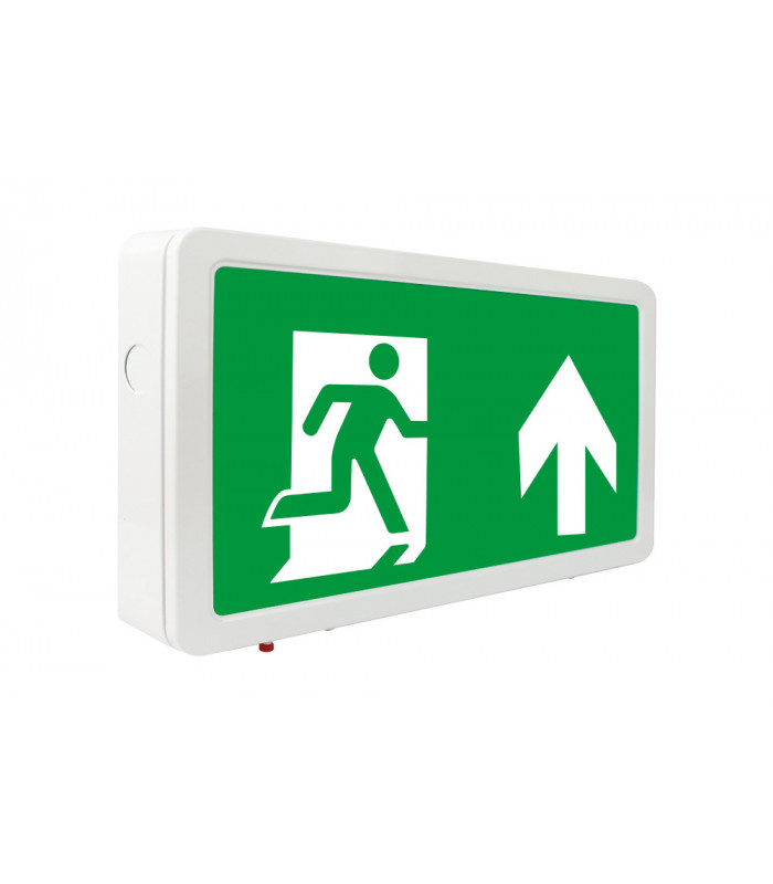 Emergency Exit Sign 30M Viewing 4W 3Hr Maintained Or Non-Maintained Manual Test Cw Up Arrow 80 LM