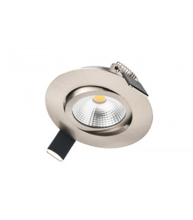Ultra Slim Tiltable Downlight 65mm Cutout 6.5W 650LM 100LM/W 3000K 36 Beam Dimmable Satin Nickel