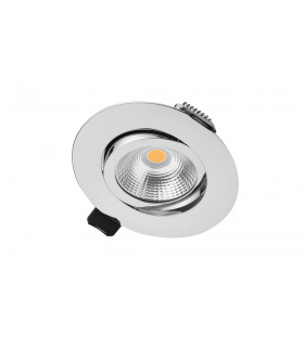 Ultra Slim Tiltable Downlight 65mm Cutout 6.5W 650LM 100LM/W 3000K 36 Beam Dimmable Polished Chrome