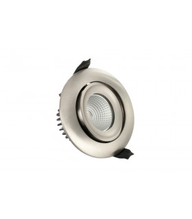 Luxfire Fire Rated Tiltable Downlight 92mm Cutout IP65 430LM 6W 3000K 36 Beam Dimmable 72LM/W Satin Nickel