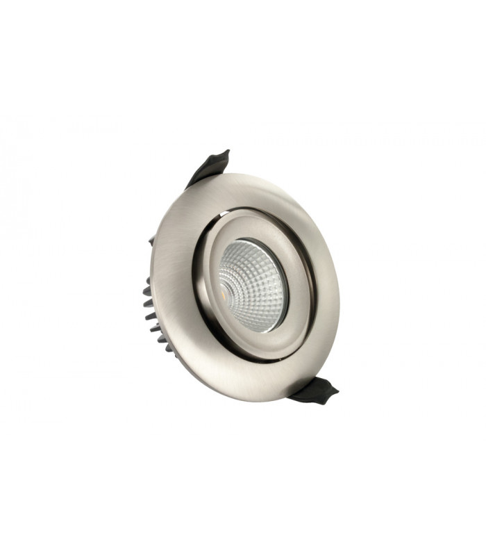 Luxfire Fire Rated Tiltable Downlight 92mm Cutout IP65 430LM 6W 3000K 36 Beam Dimmable 72LM/W Satin Nickel