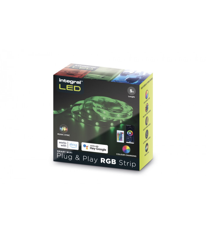 RGB Plug Play LED Strip Kits IP20 5M 4.5W/M 10mm Width 120 Beam With IR Controller & Wifi App Google / Alexa Control UK Plug