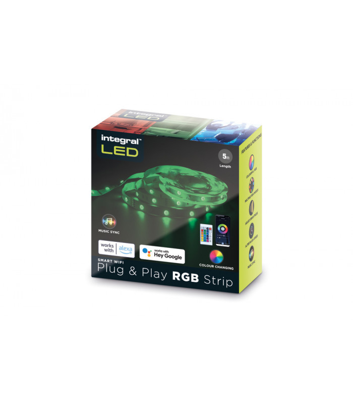 RGB Plug Play LED Strip Kits IP20 5M 4.5W/M 10mm Width 120 Beam With IR Controller & Wifi App Google / Alexa Control Eu Plug
