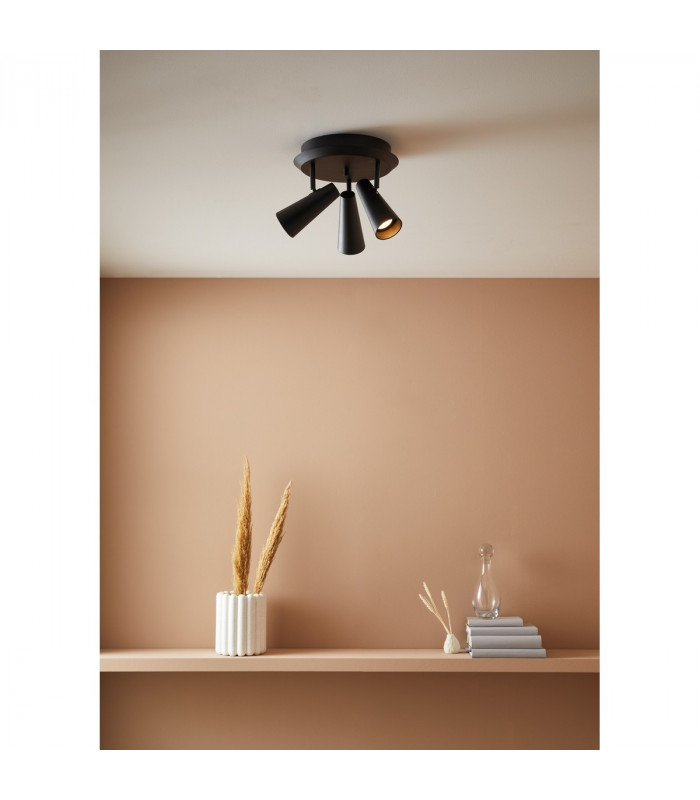 CREST Ceiling Spotlight 3 Light Round Black-2
