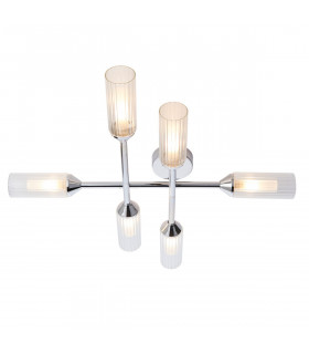 Bathroom Multi Arm Glass Semi Flush Ceiling Lamp Chrome Plate Ribbed Glass IP44-1