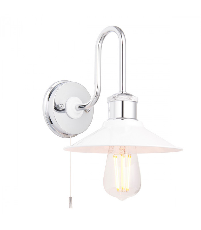Bathroom Metal Wall Lamp Chrome Plate Gloss White IP44-1